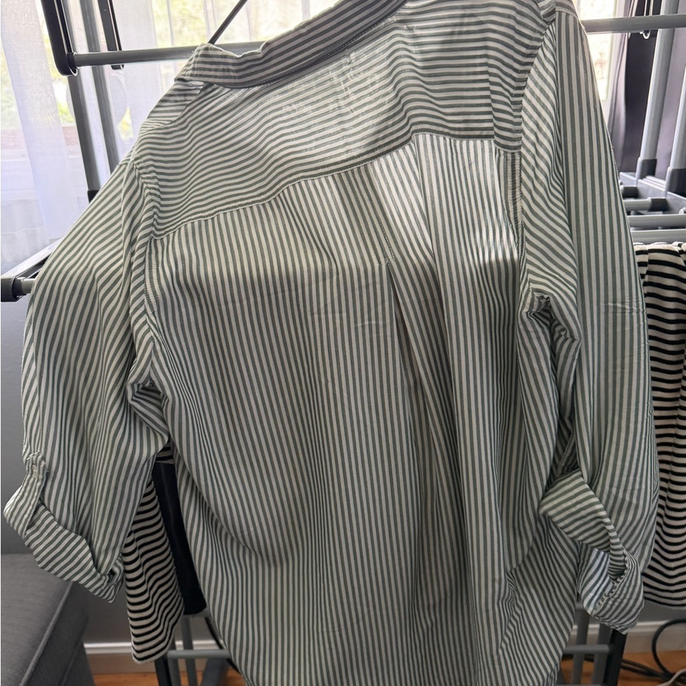 Velvet Heart Green Striped Button-Down Shirt - Picture 4 of 4